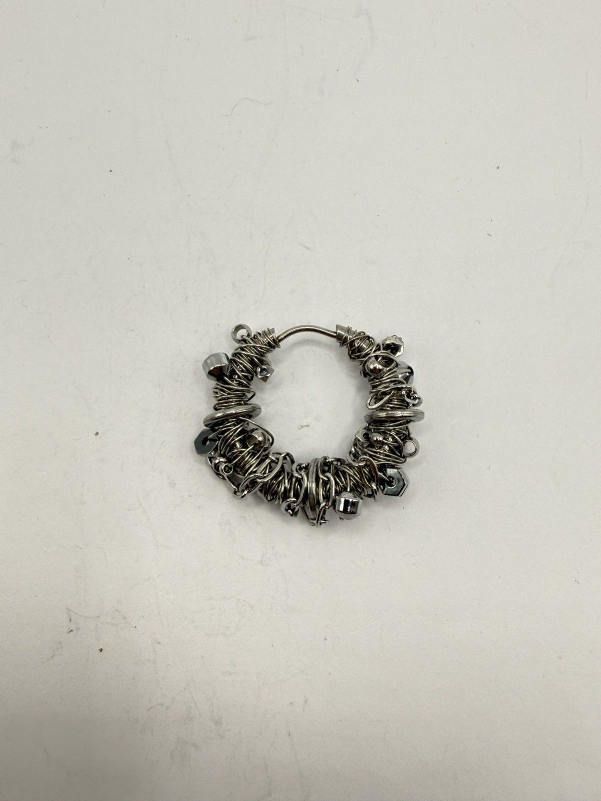 Seditionaries Handmade Mono Earring with Chain biker/goth chrome erd Size ONE SIZE - 2 Thumbnail
