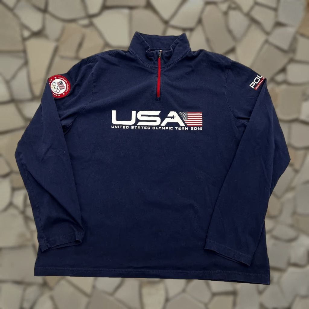 VINTAGE Polo Ralph Lauren USA Olympic Team Long Sleeve 1/4 Zip