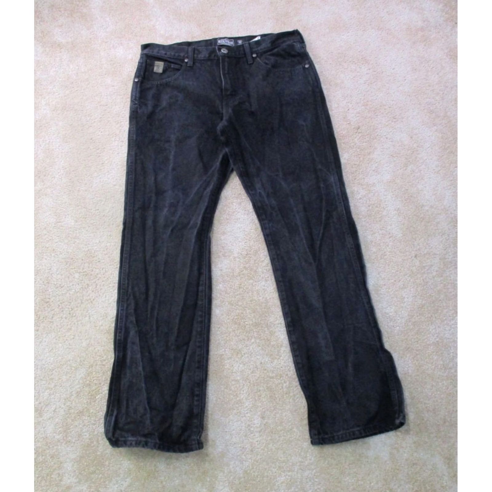 Ariat Ariat Heritage Classic Jeans Men's 33x32 Black Denim Workwear Straight 5-Pocket Zipper Closure Logo Button Mens American Classic Size US 33 - 2 Thumbnail