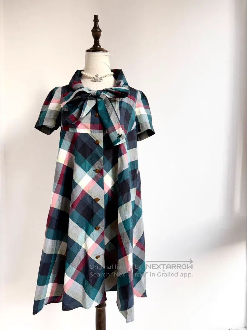 Vivienne Westwood Vivienne Westwood Antique Blue Plaid Bow Tie Short Sleeve Size M / US 6-8 / IT 42-44 - 1 Thumbnail