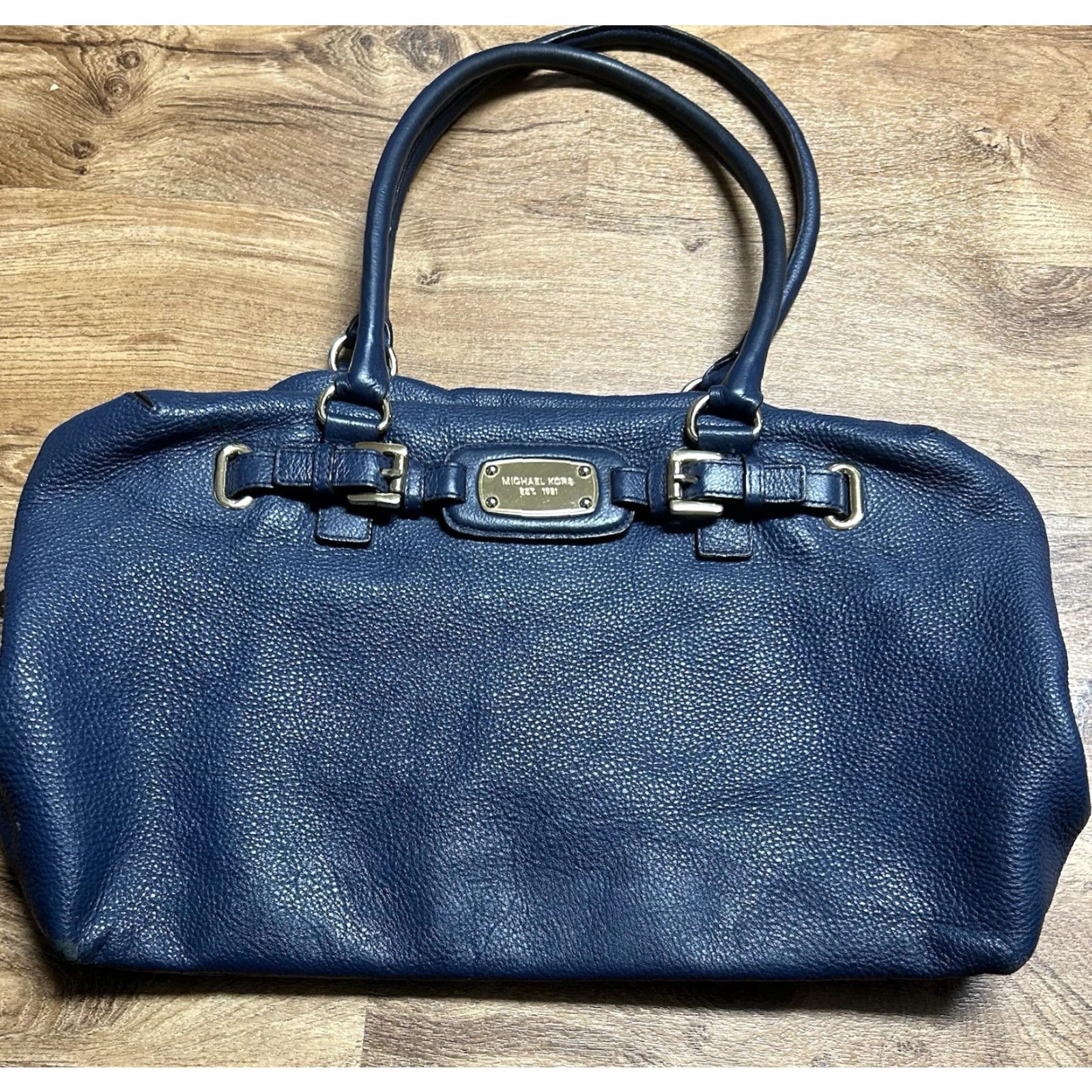 Vintage VINTAGE Michael Kors Hamilton Weekender Navy Pebbled Leather Luggage Satchel Bag Tote Size ONE SIZE - 2 Thumbnail