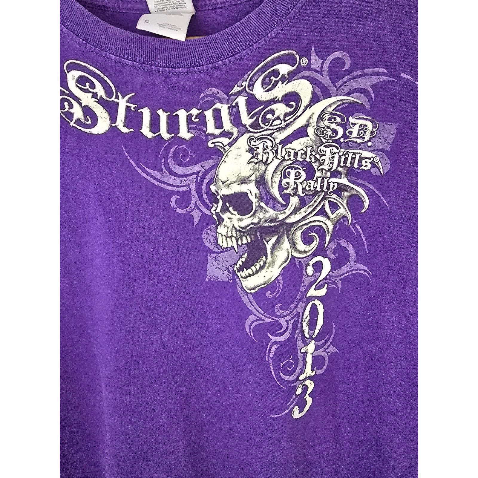 Fruit Of The Loom Sturgis Skull Shirt Mens Purple XL 2013 Hills Rally Tee Size US L / EU 52-54 / 3 - 7 Thumbnail