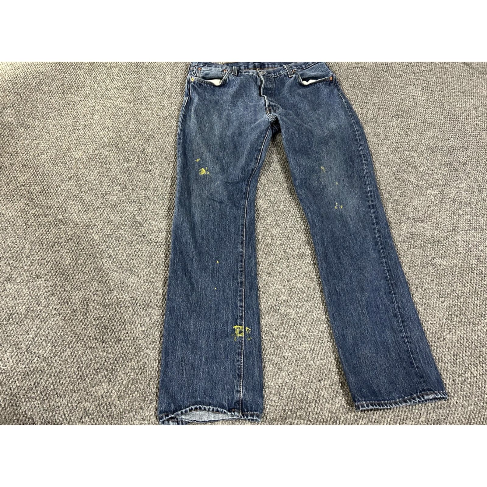 Levi's VINTAGE Levis 501 Jeans Mens 36x34 Blue Straight Leg Button Fly Denim Paint Splatter Size US 36 / EU 52 - 2 Thumbnail