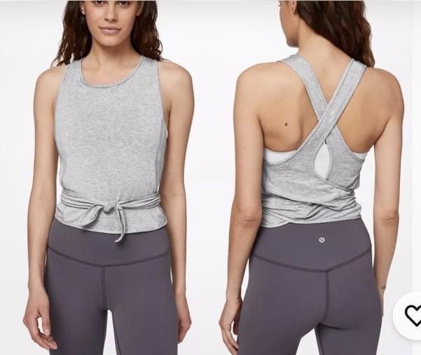 Designer Lululemon Turn to Tie Tank Heathered Light Grey Size 6-8 Size M / US 6-8 / IT 42-44 - 1 Thumbnail