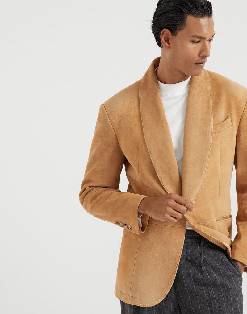Brunello Cucinelli o1la1rc1a0326 Country Suede Blazer in Camel Size US M / EU 48-50 / 2 - 4 Thumbnail