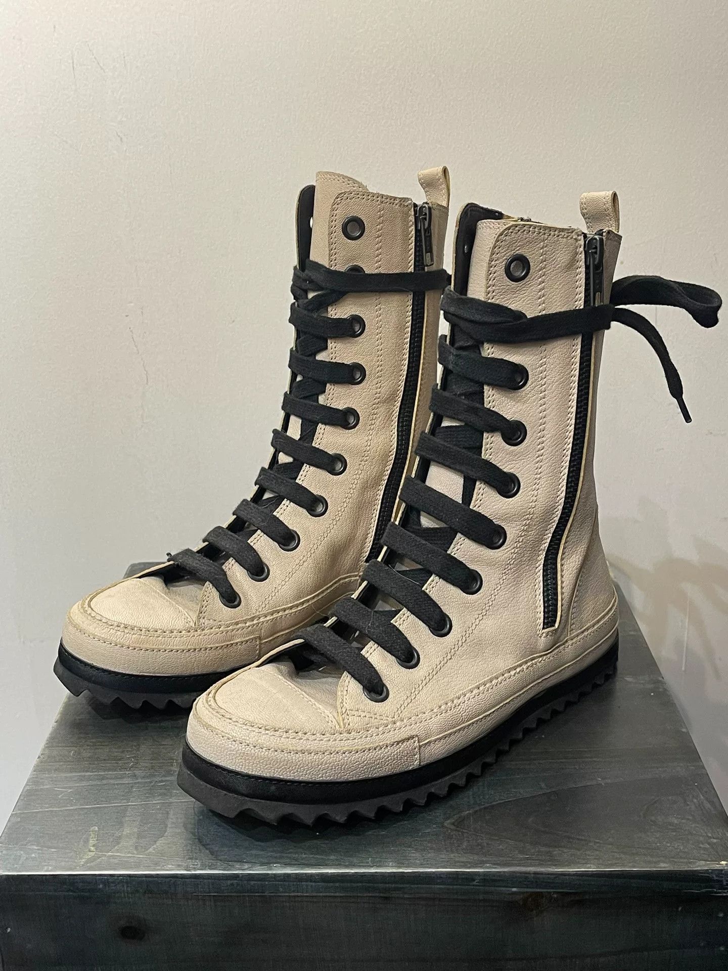 Ann Demeulemeester Ann Demeulemeester Serrated Sole Leather Boots Size US 5 / IT 35 - 1 Thumbnail