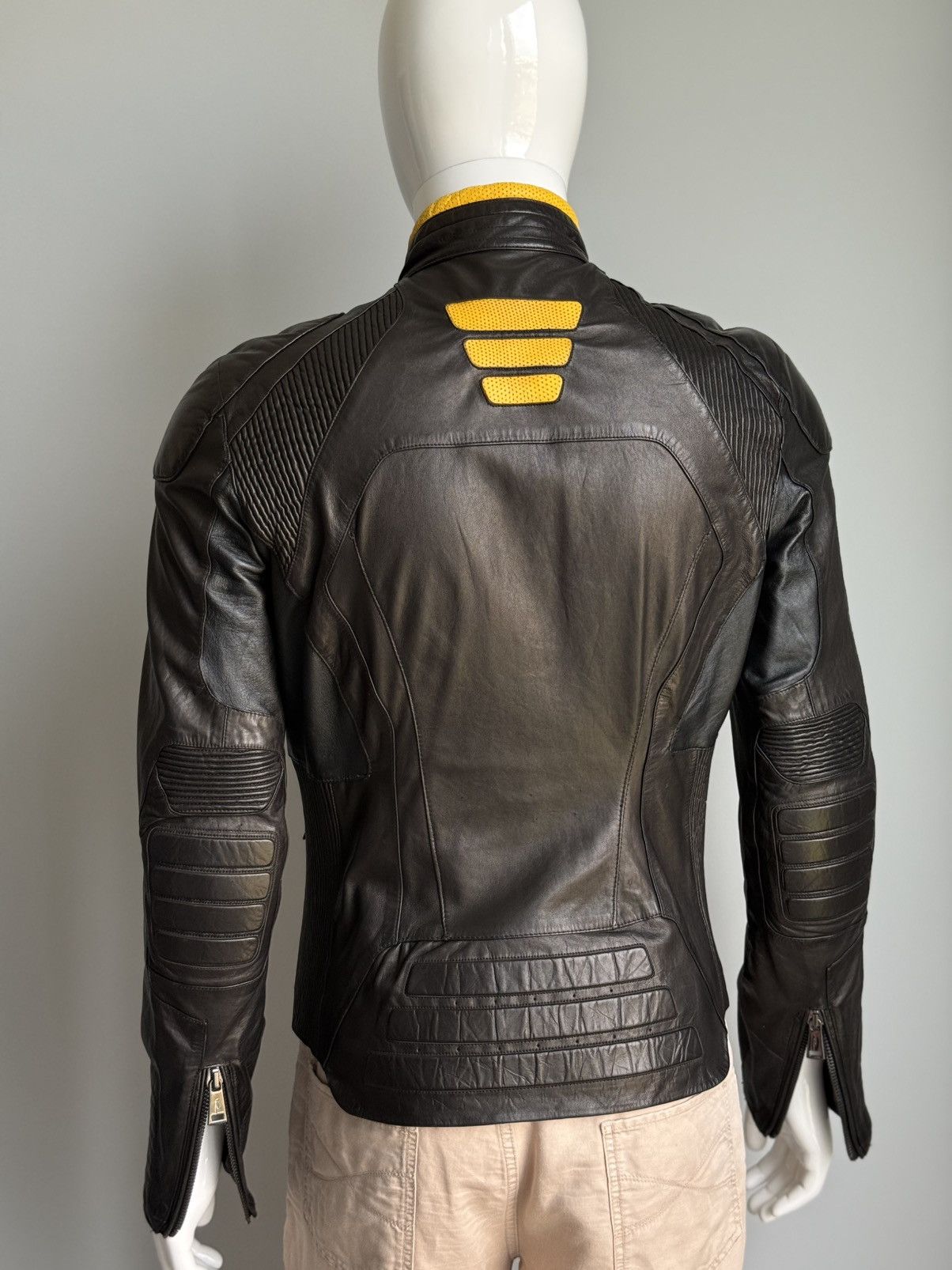 Ralph Lauren Black Label ARCHIVE 5/5 LEATHER MOTO JACKET WITH RIBBED ARMOR DETAILING Size US M / EU 48-50 / 2 - 4 Thumbnail