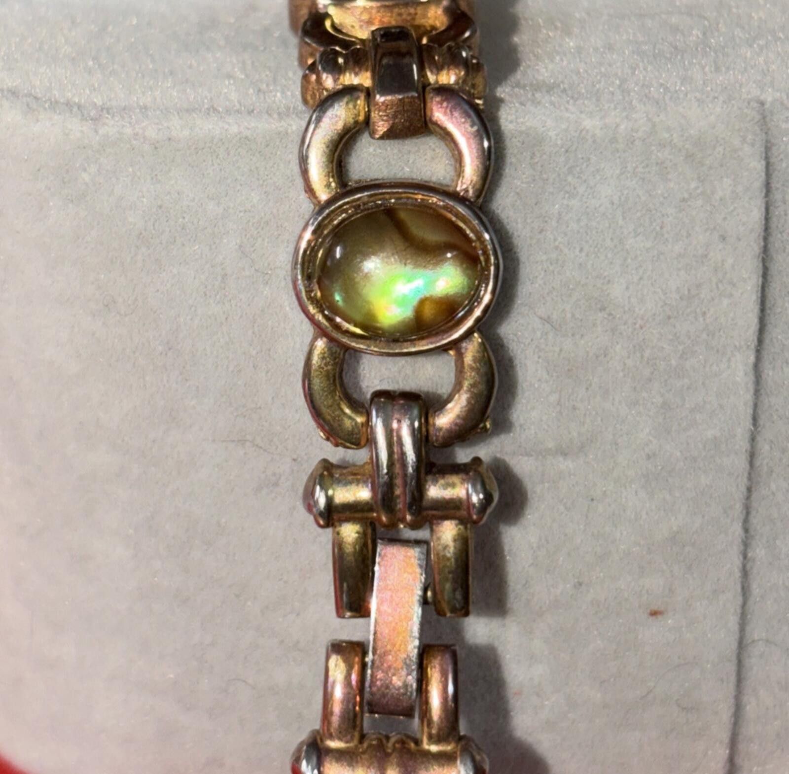 Other Ladies Vintage Vivian Watch Gemstone Bracelet Abalone Face Size ONE SIZE - 3 Thumbnail