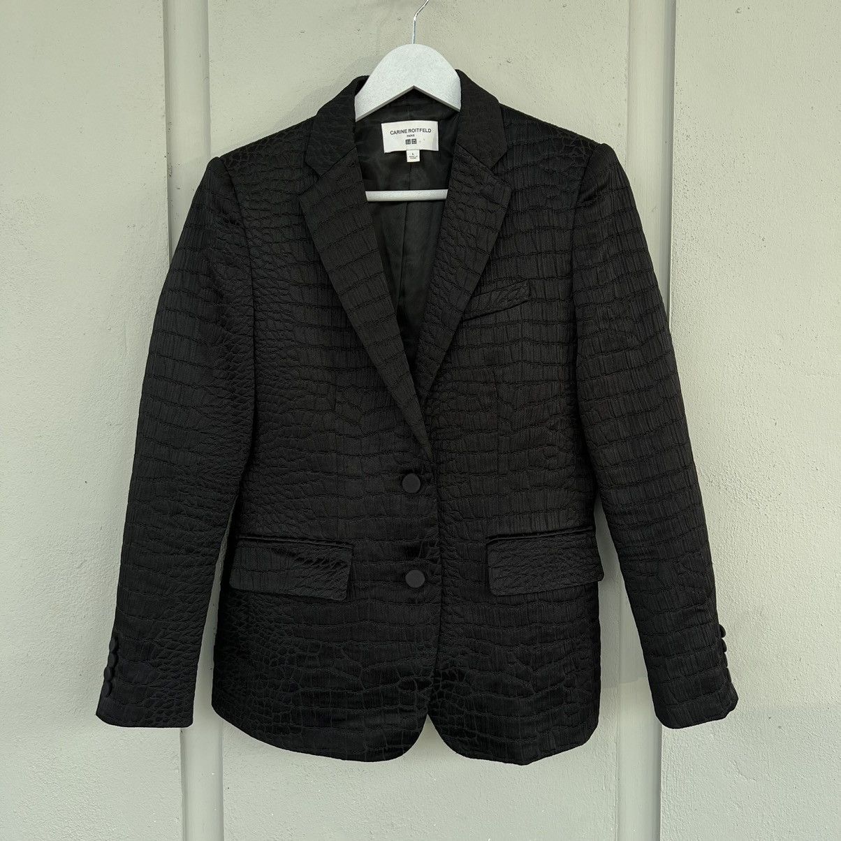 Japanese Brand × Uniqlo Carine Roifeld Paris Uniqlo Womens Lined Textured Blazer Size L / US 10 / IT 46 - 10 Thumbnail