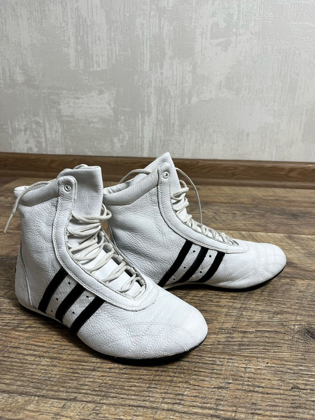 Adidas Vintage Y2K Adidas Hi-Top White Leather Boxing 2000s Size US 8 / IT 38 - 5 Thumbnail