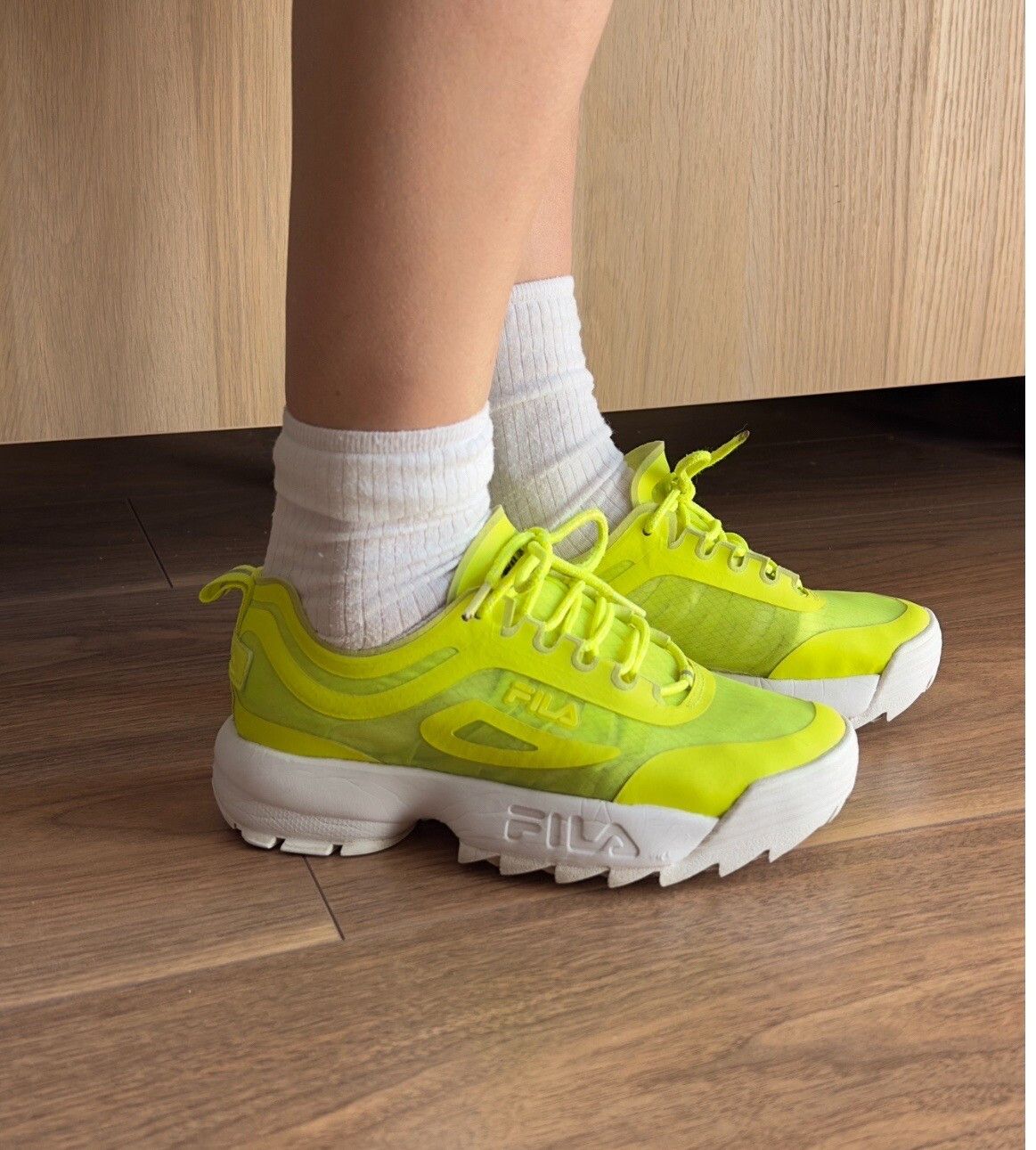 Fila Fila Disruptor Run Neon Lime Platform Sneakers Womens Size US 6 / IT 36 - 2 Thumbnail