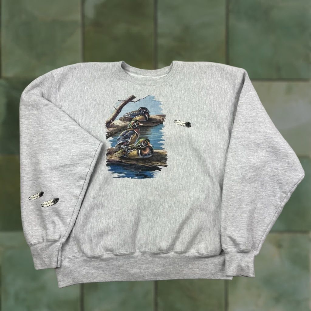 Champion VINTAGE Champion Reverse Weave Sweatshirt Men XL Gray Nature Animals Y2K Crew Neck Pullover Adults Mens Size US XL / EU 56 / 4 - 1 Thumbnail