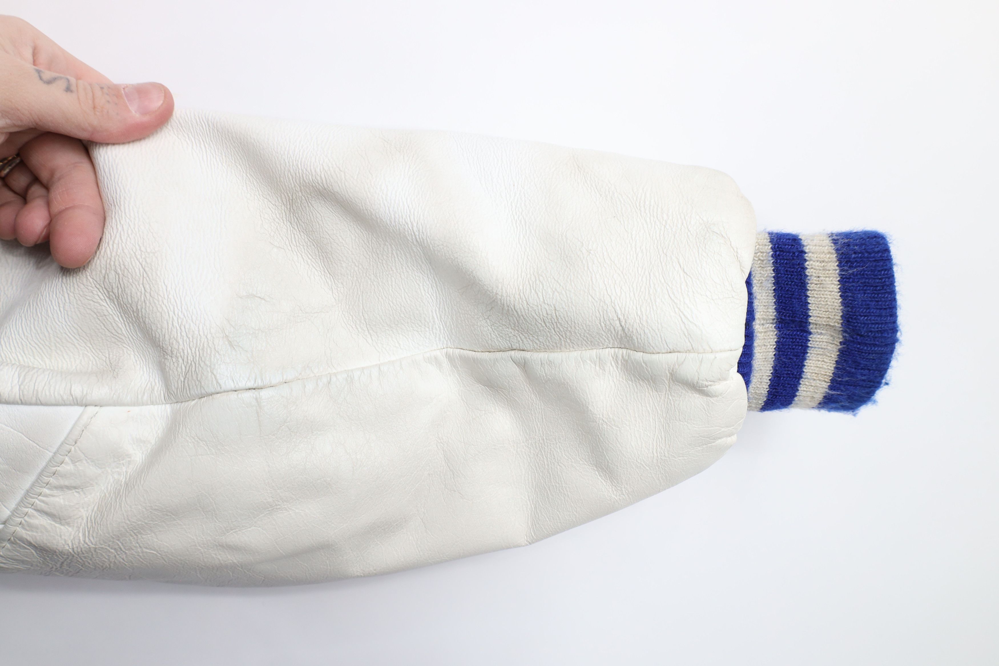 Vintage Vintage 90s Wool Leather Varsity Letterman Jacket Blue USA Size US XL / EU 56 / 4 - 9 Thumbnail