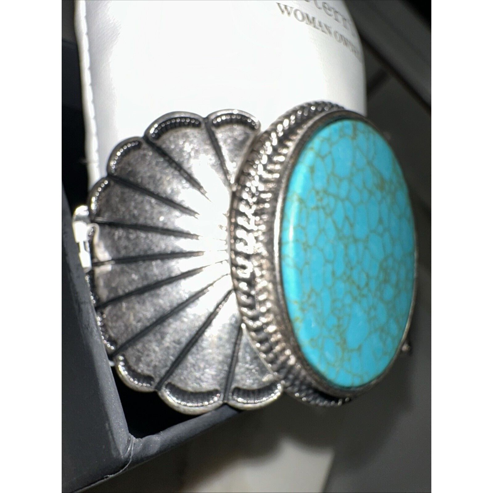 Other Blue Turquoise Silver Western Southwest Stretch Bracelet Ran Size ONE SIZE - 5 Thumbnail