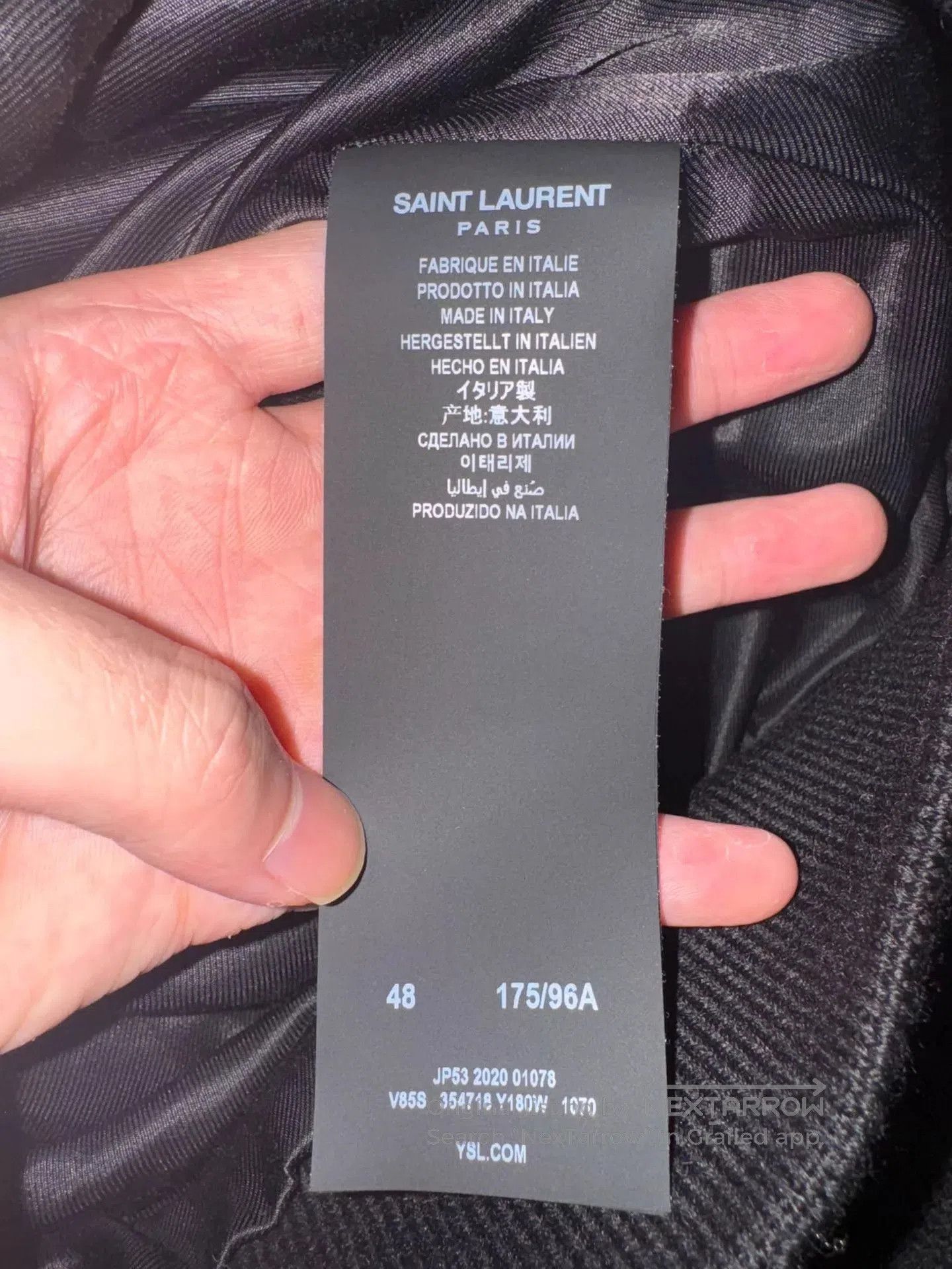 Saint Laurent Paris Black Varsity Bomber Jacket with Leather Sleeves. Size US M / EU 48-50 / 2 - 7 Thumbnail
