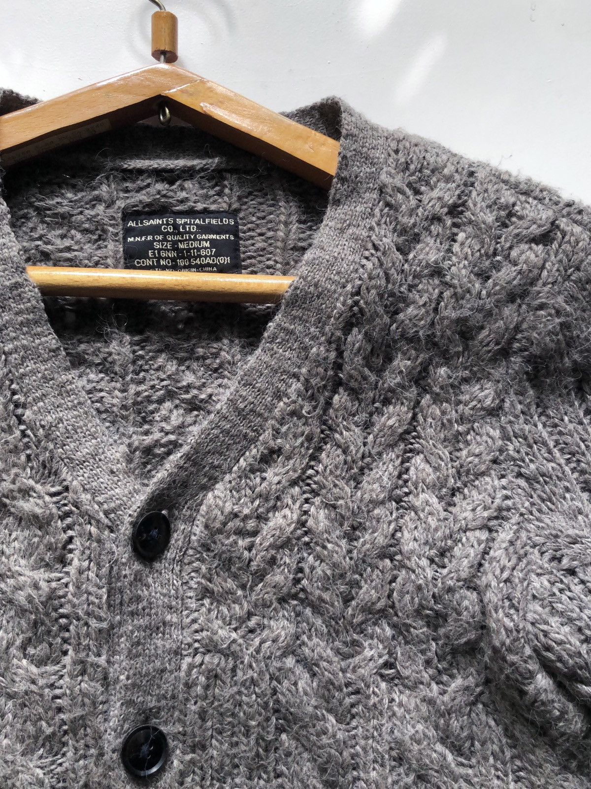 Allsaints AllSaints Men’s Wool Alpaca Cable Knit Cardigan - Size M Size US M / EU 48-50 / 2 - 4 Thumbnail