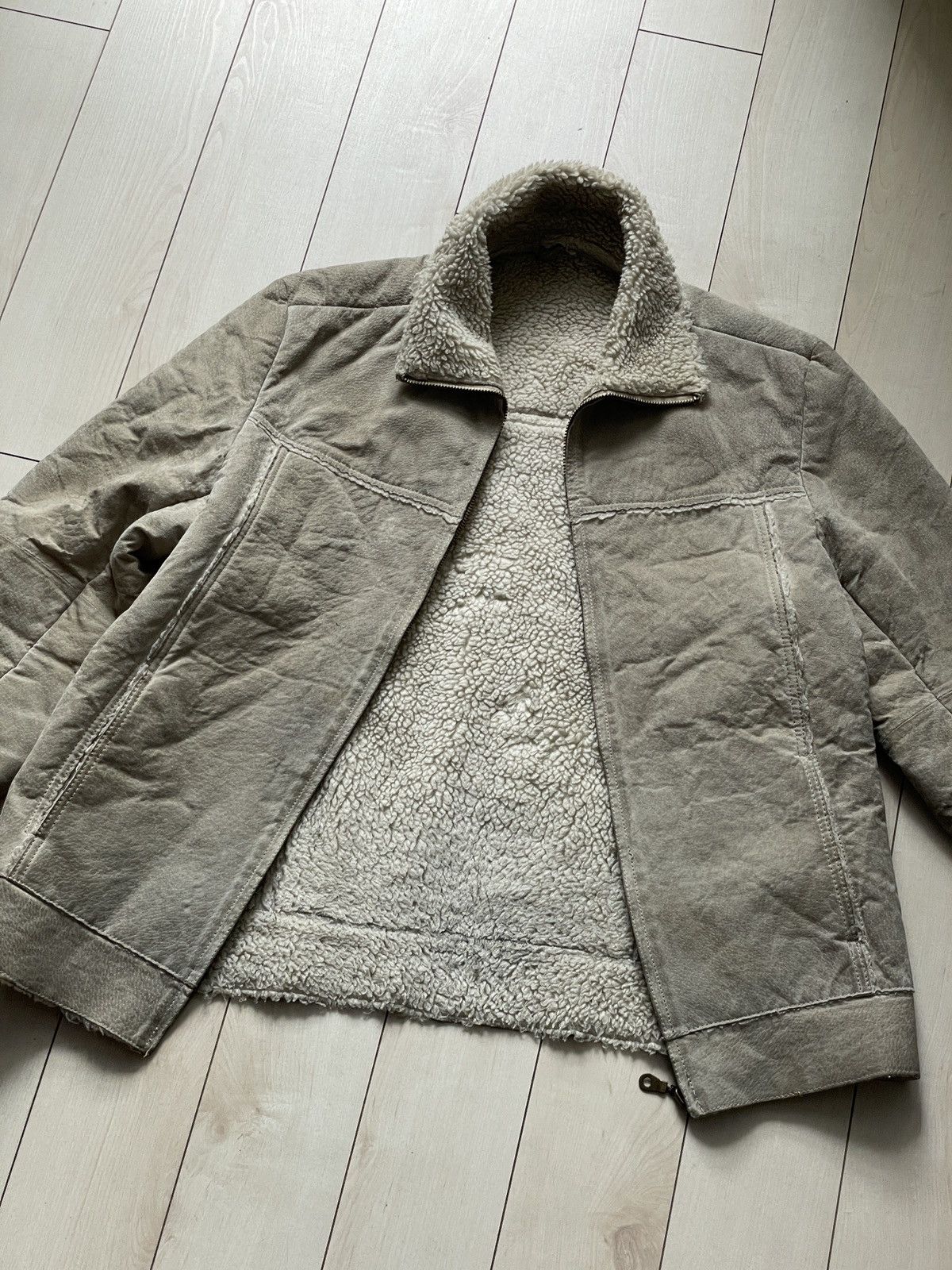 Vintage Beige Leather jacket with teddy fur inside Size US M / EU 48-50 / 2 - 2 Thumbnail