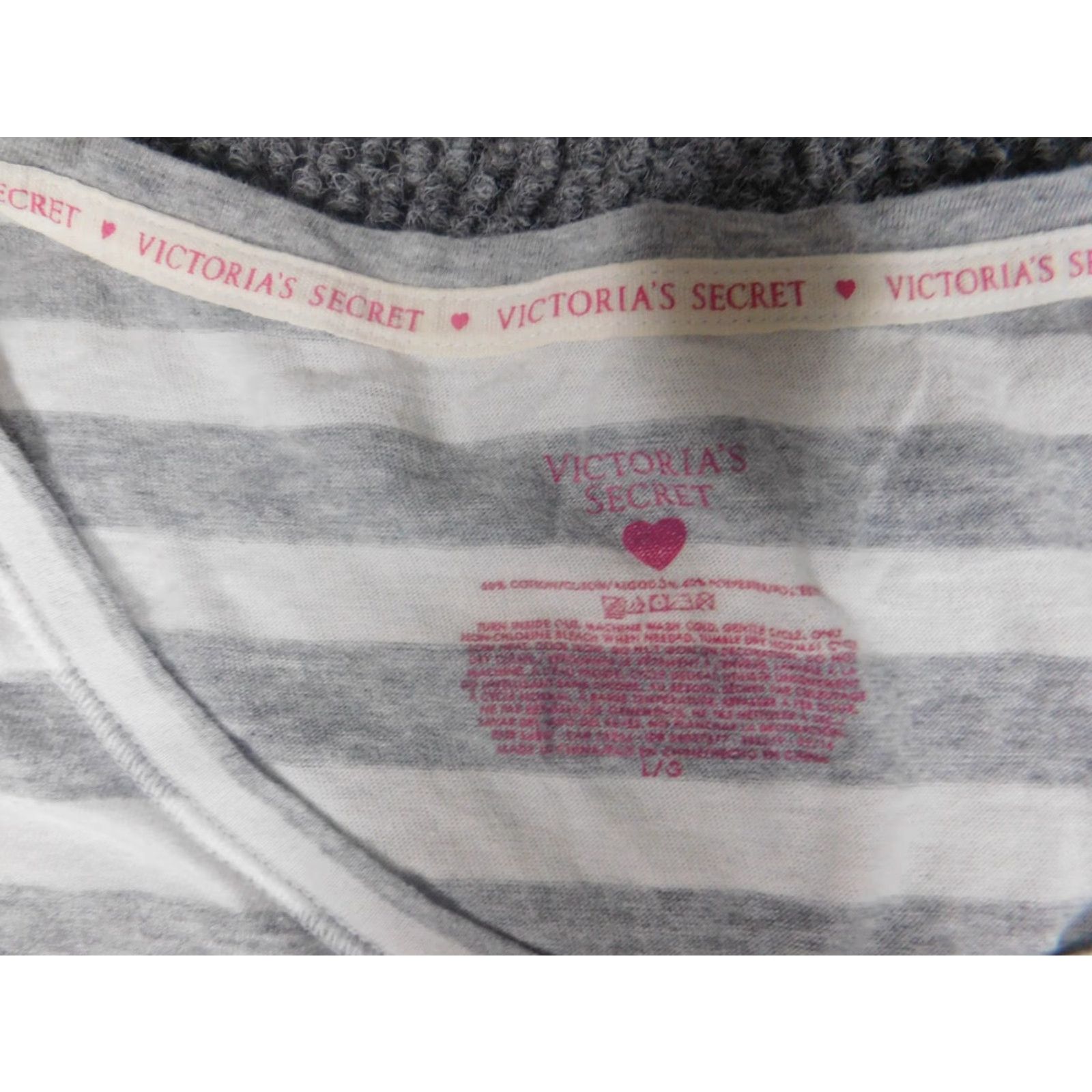 Victoria's Secret Victoria's Secret Womens Blouse Tunic Shirt Gray Stretch Striped Pullover Casual Long Sleeve Size L Size L / US 10 / IT 46 - 6 Thumbnail