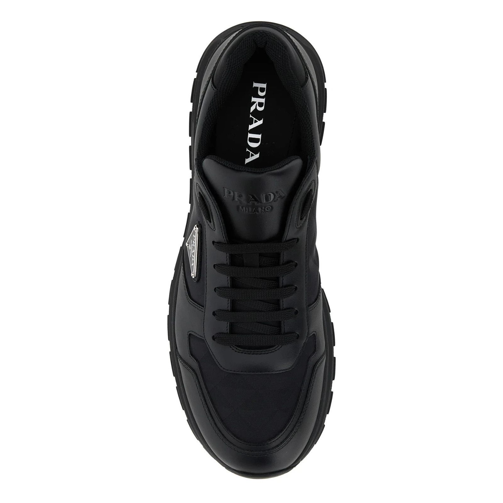 Prada PRADA Black Leather And Fabric Sneakers New & Authentic (Men Size US 9.5 / EU 42-43 - 4 Thumbnail