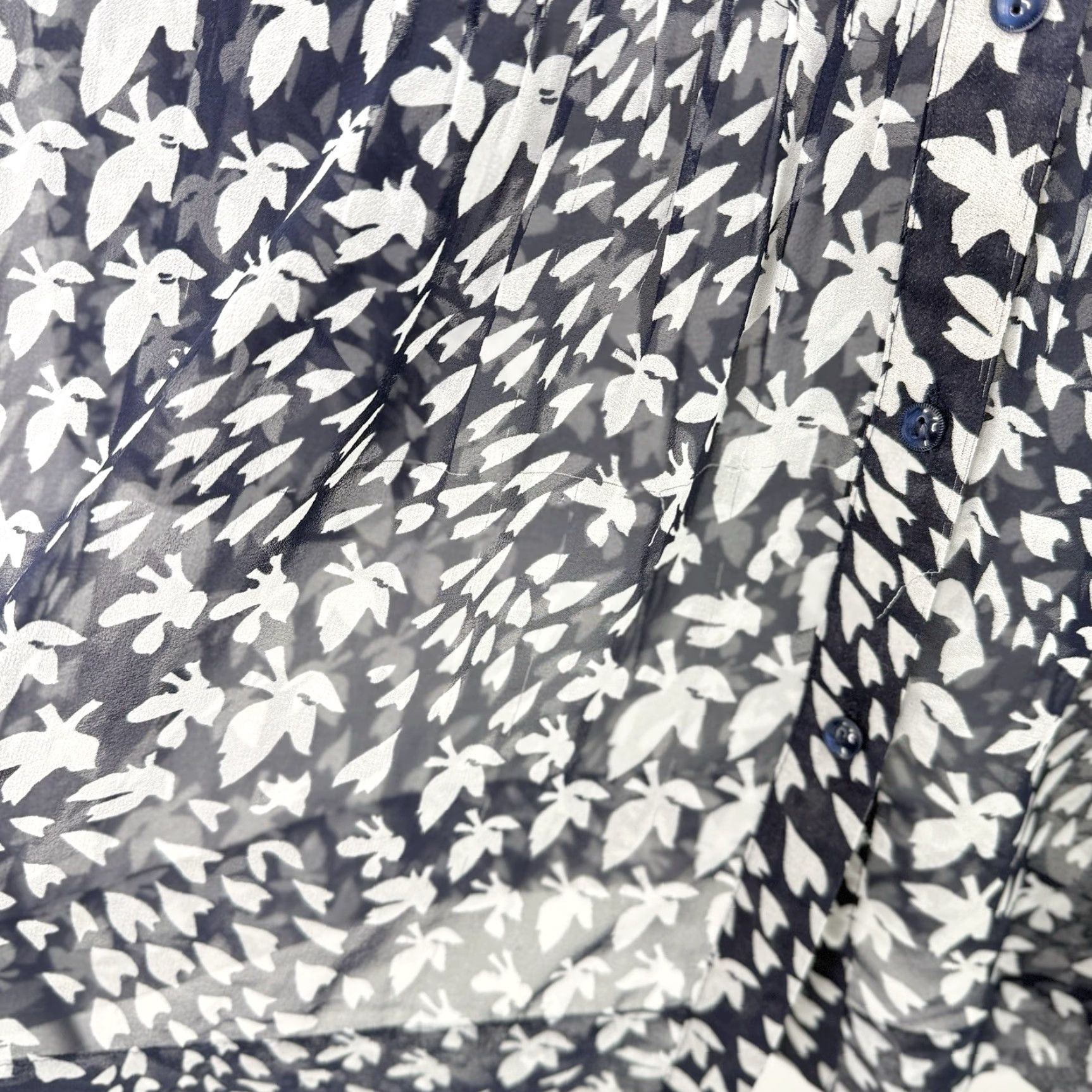 Charter Club VINTAGE? No — Charter Club Plus Size Navy Blue & White Print Button Front Chiffon Shirt Sz 3x Size XXL / US 16-18 / IT 52-54 - 6 Thumbnail