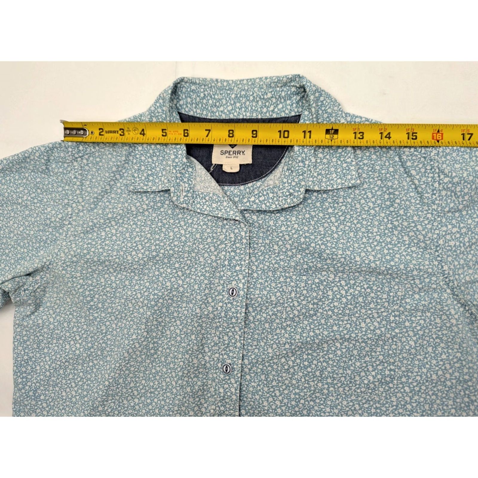 Sperry Sperry Button-Up Shirt - Women's Cotton Short Sleeve Hawaiian Style Blue Abstract Pattern, XS, Regular Fit, Blue Size XS / US 0-2 / IT 36-38 - 7 Thumbnail