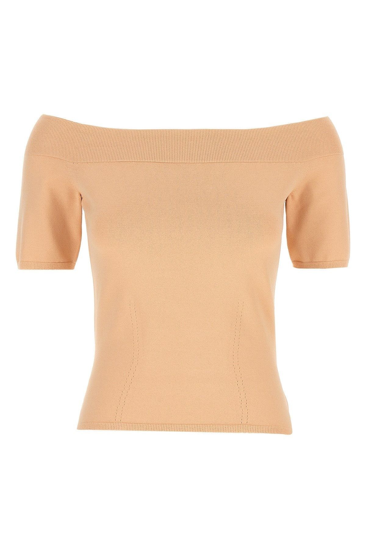 Alexander McQueen o1srvl11e0326 Off-The-Shoulder Knit Top in Pink Size M / US 6-8 / IT 42-44 - 1 Thumbnail