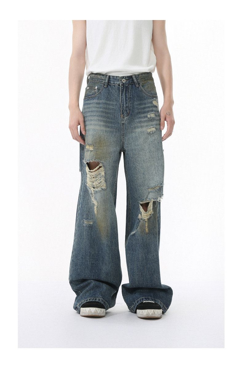 Japanese Brand × Jean American style distressed trendy retro wide-leg ripped jeans Size US 32 / EU 48 - 3 Thumbnail