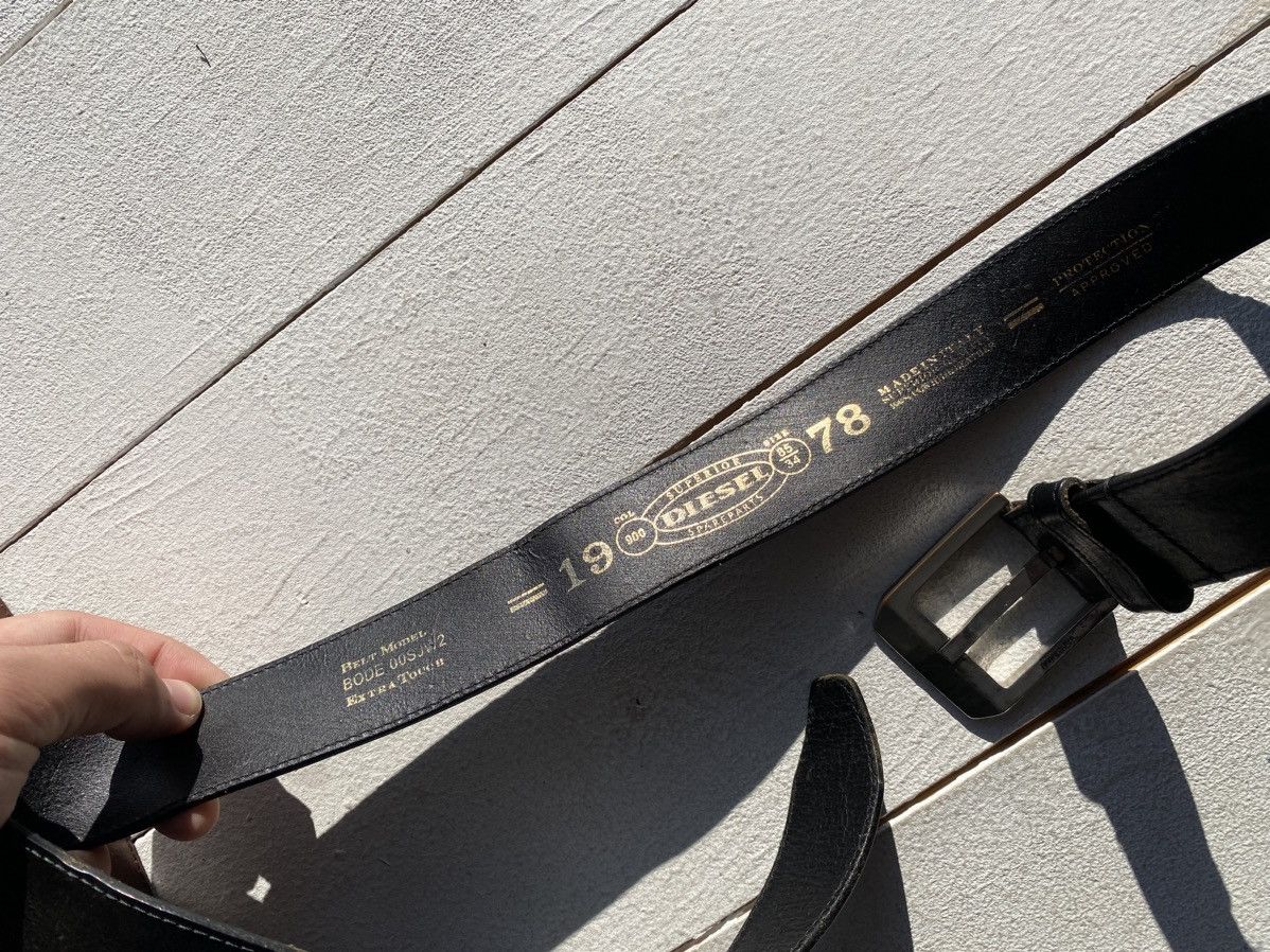 Diesel × Vintage 90s Diesel Black Leather Minimalism Avant Garde Belt 85 Size ONE SIZE - 7 Thumbnail