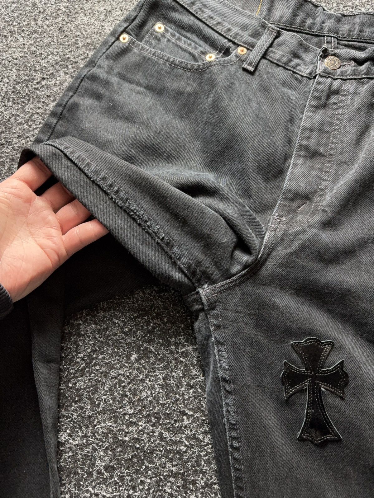 Vintage Vintage 90s Custom Chrome Hearts Style Cross Denim Jeans Size US 33 - 9 Thumbnail