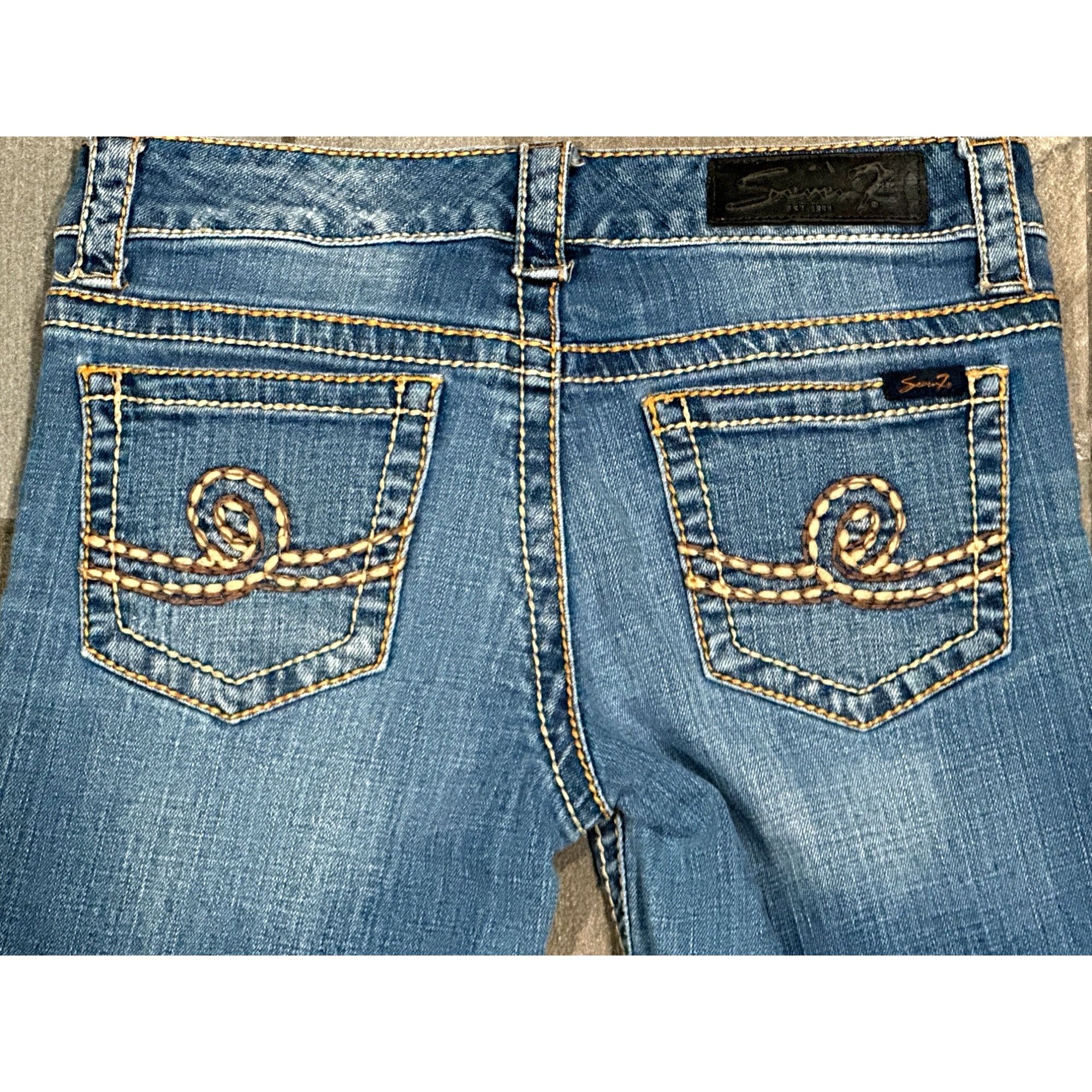 Seven 7 Seven7 Bootcut Size 27 Blue Denim Contrast Stitching Embroid Size 27" / US 4 / IT 40 - 9 Thumbnail