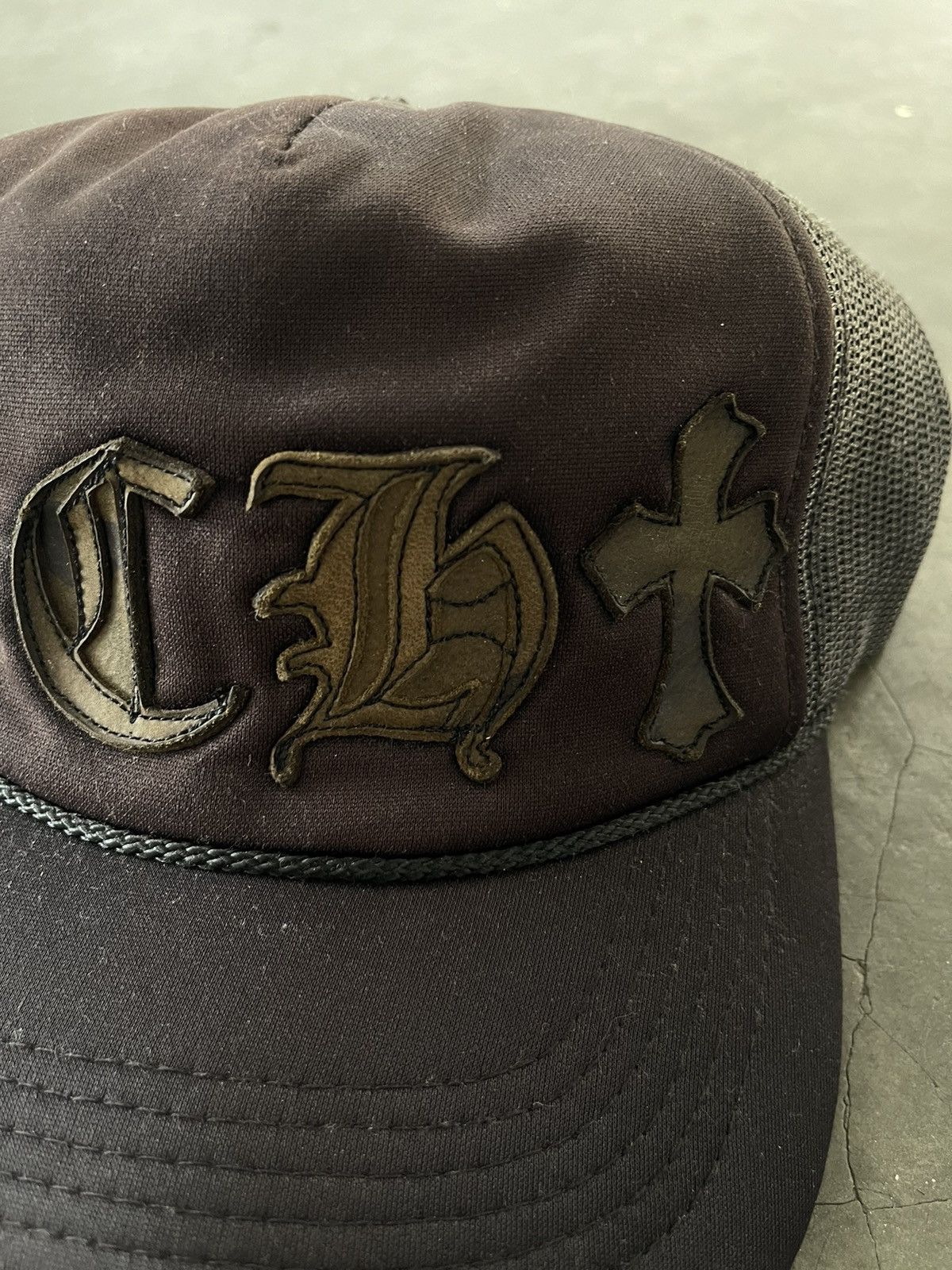 Chrome Hearts Vintage Chrome Hearts Cemetery CH Leather Trucker Sun Faded Size ONE SIZE - 3 Thumbnail