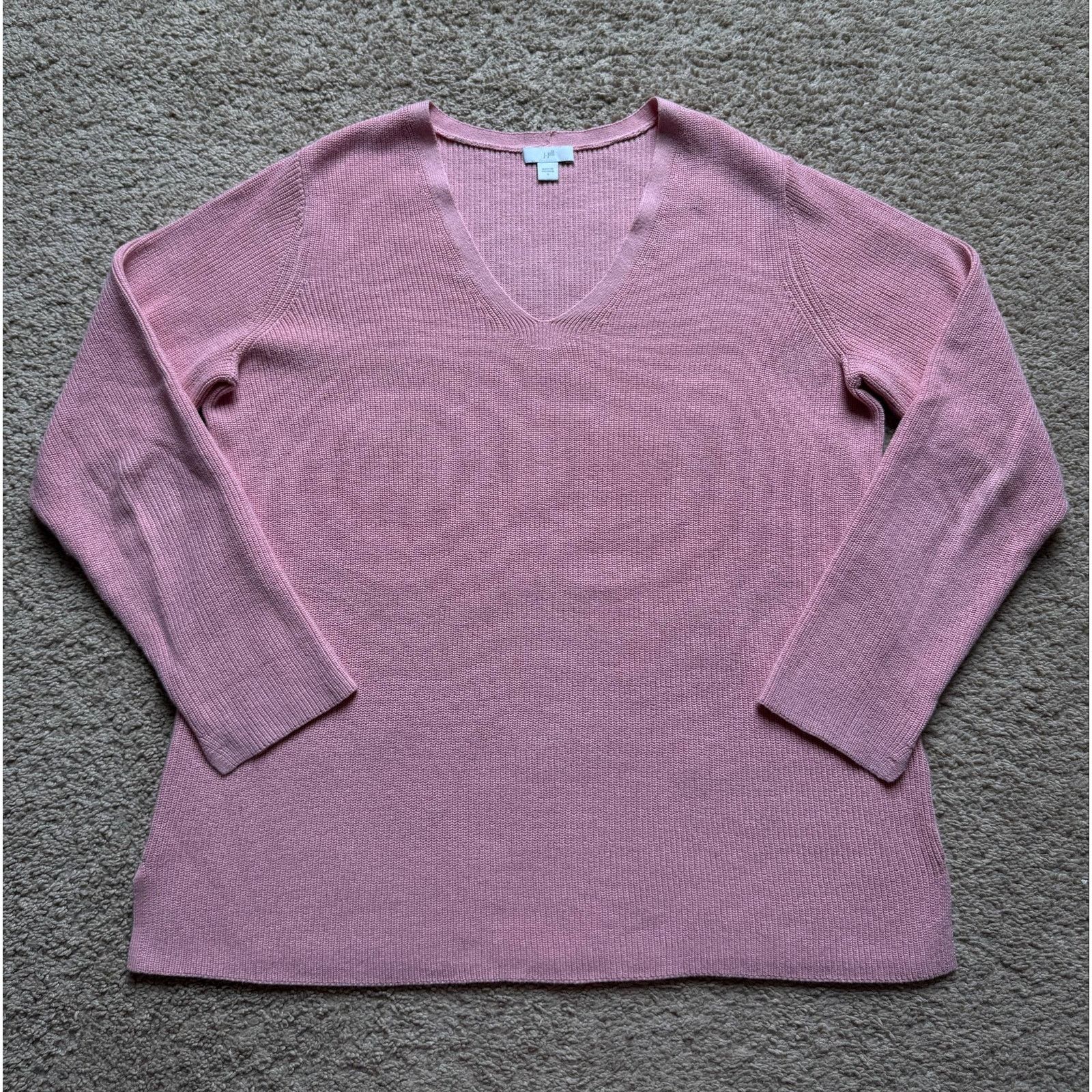 Other J.Jill Long Sleeve V-Neck Knit Pullover Sweater Pink Women S Size S / US 4 / IT 40 - 3 Thumbnail