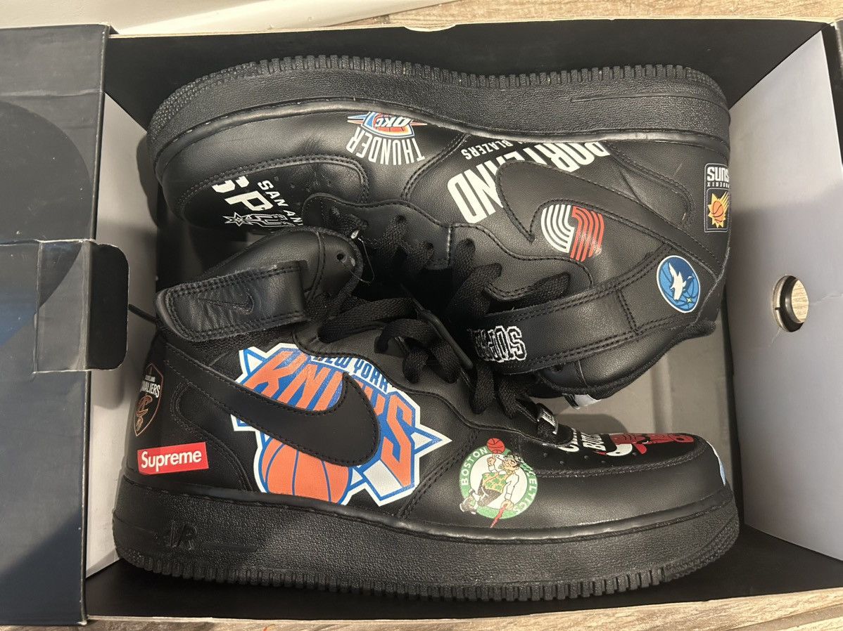 NBA Nike Supreme Nike X Supreme NBA Air Force 1 Mid 07 Black Grailed