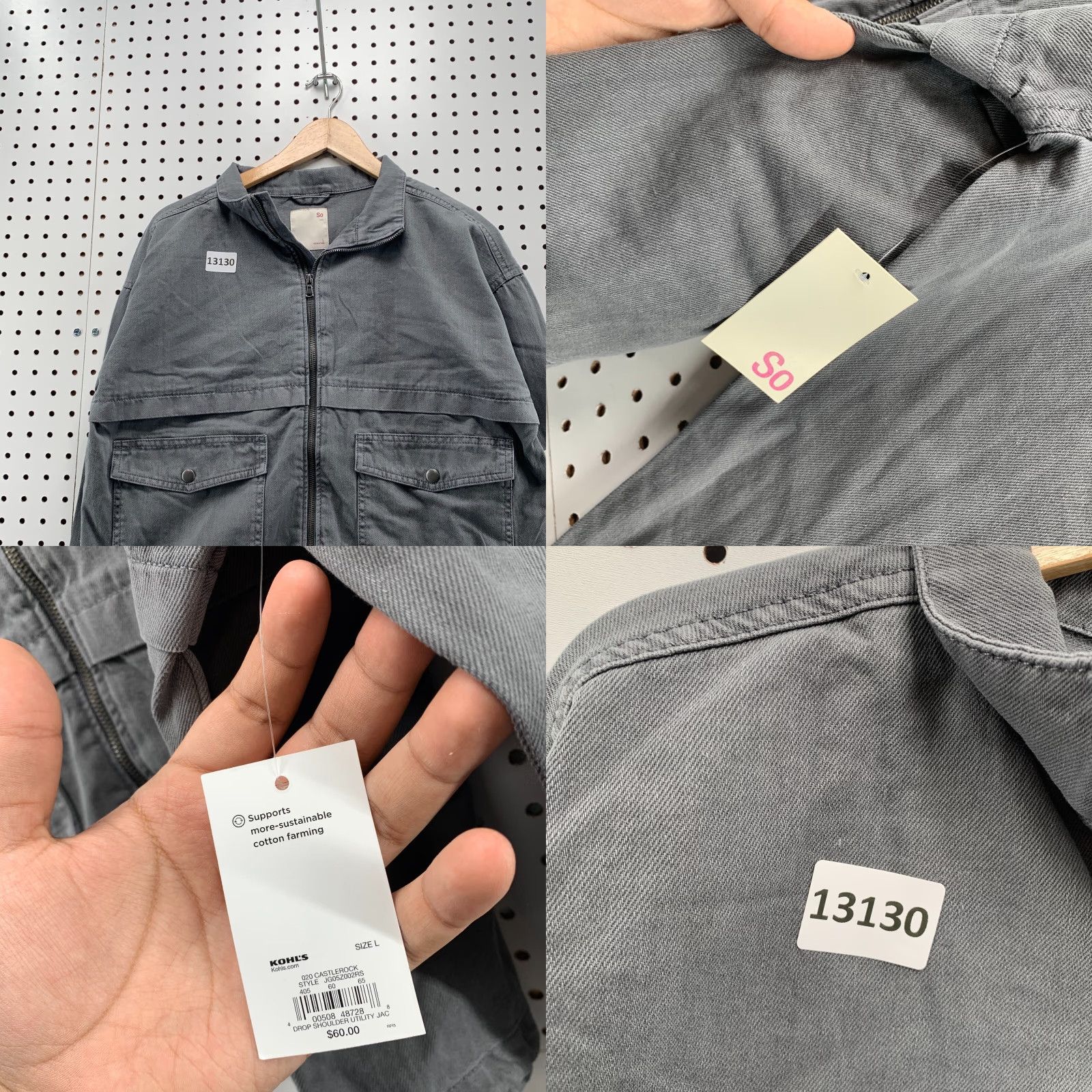 Vintage VINTAGE NEW SO Brand Canvas Cropped Drop Shoulder Utility Jacket Gray Womens L NWT 0 Size L / US 10 / IT 46 - 8 Thumbnail