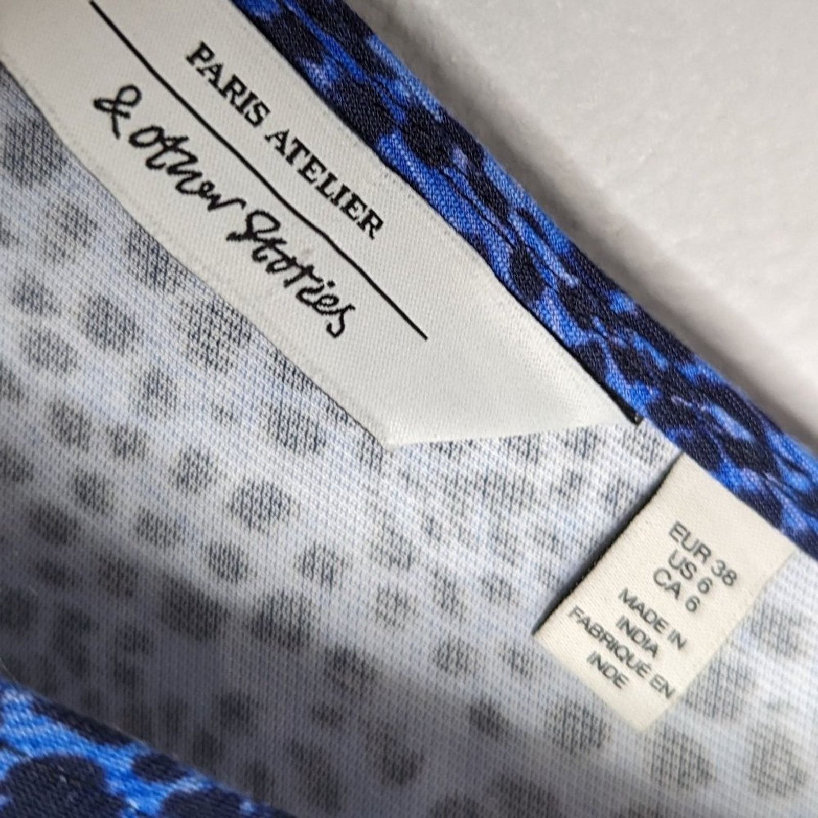 & Other Stories & Other Stories Blue Animal Print Sleeveless Mini Wrap Dress Size M / US 6-8 / IT 42-44 - 3 Thumbnail