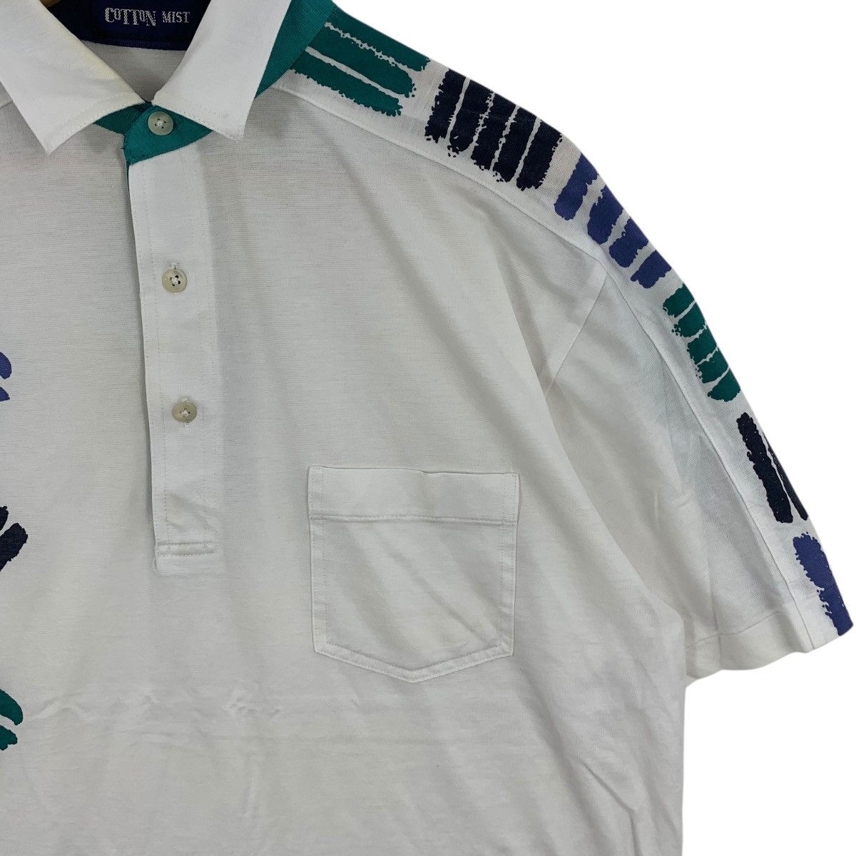 Vintage Vintage 90s COTTON MIST Abstract Painting Jersey Polo Tee Size US L / EU 52-54 / 3 - 6 Thumbnail