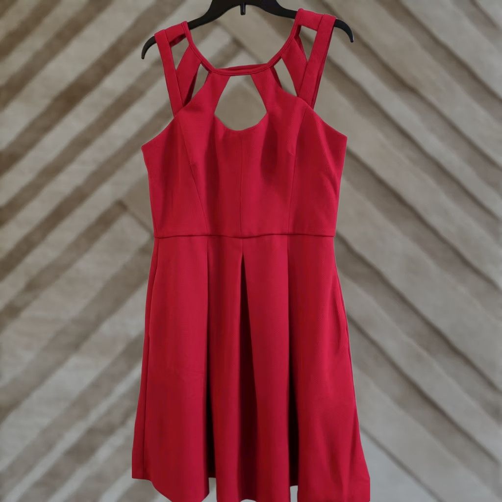 Betsey Johnson Betsey Johnson Red Cutout Pockets Fit & Flare Dress Sleeveless Size 14 Women Size XL / US 12-14 / IT 48-50 - 1 Thumbnail