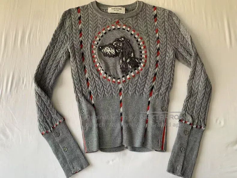 Thom Browne Thom Browne Dog Coarse Grey Knit Sweater Size XS / US 0-2 / IT 36-38 - 2 Thumbnail