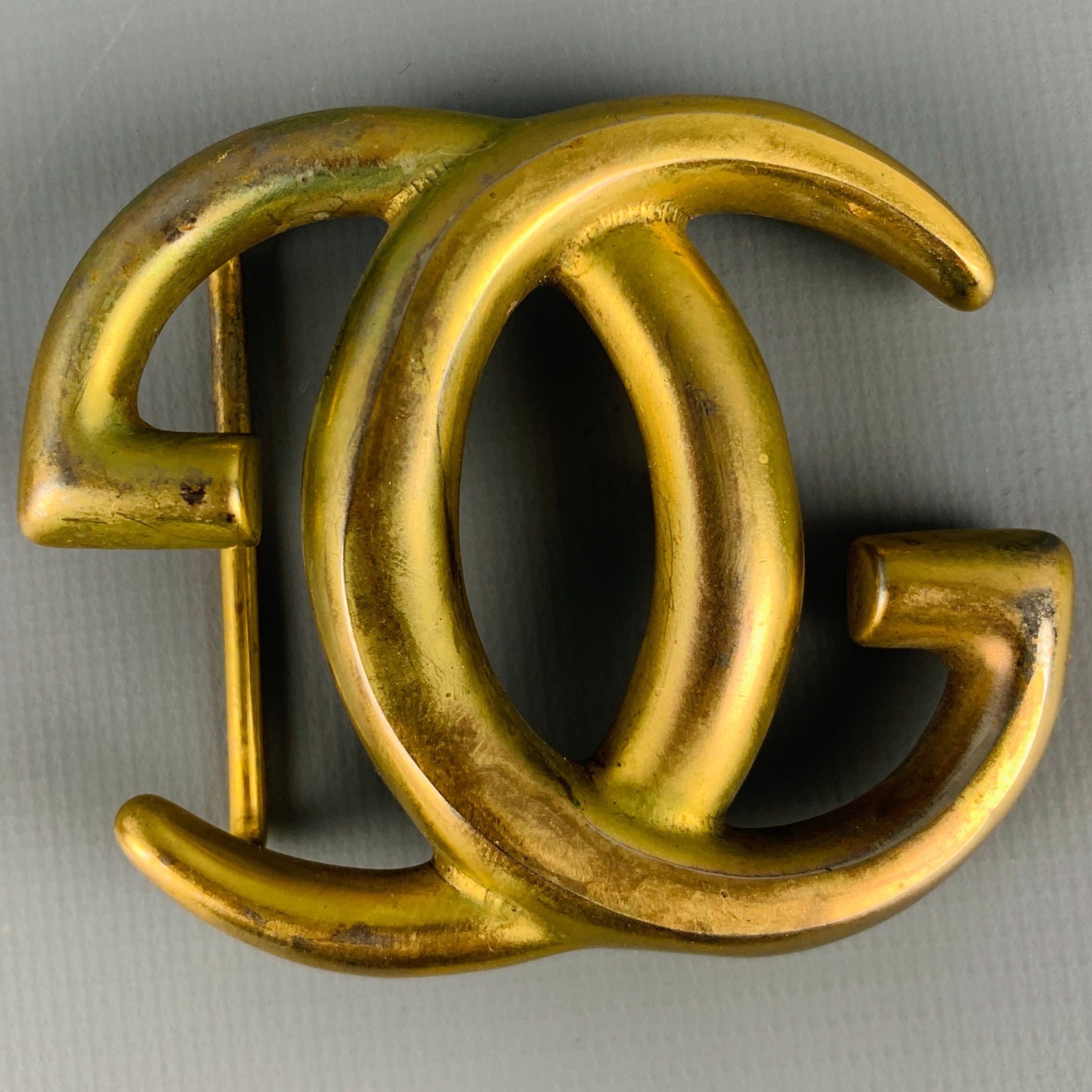 image of Gucci L Metal GG Monogram Belt Buckle, Men's
