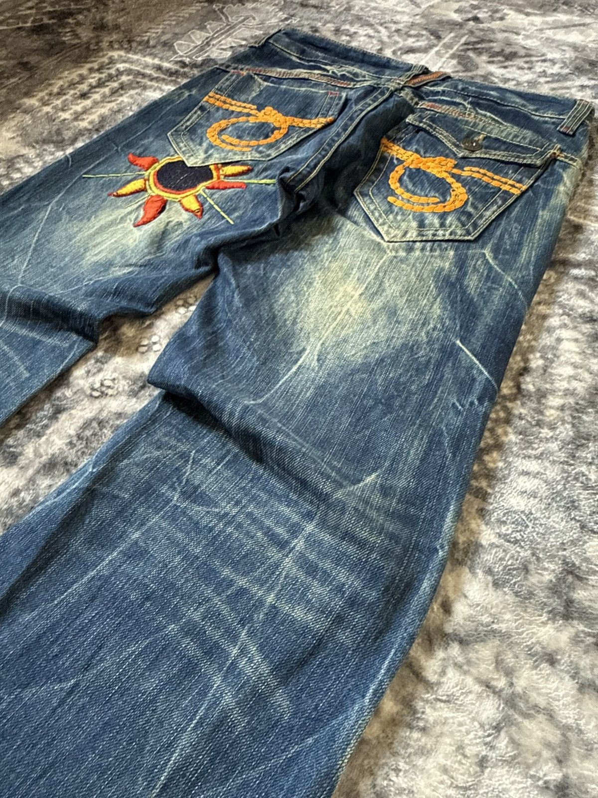 Hysteric Glamour Studio R.P Embroidered Bold Stitched Wide Flared Jeans Size US 28 / EU 44 - 8 Thumbnail