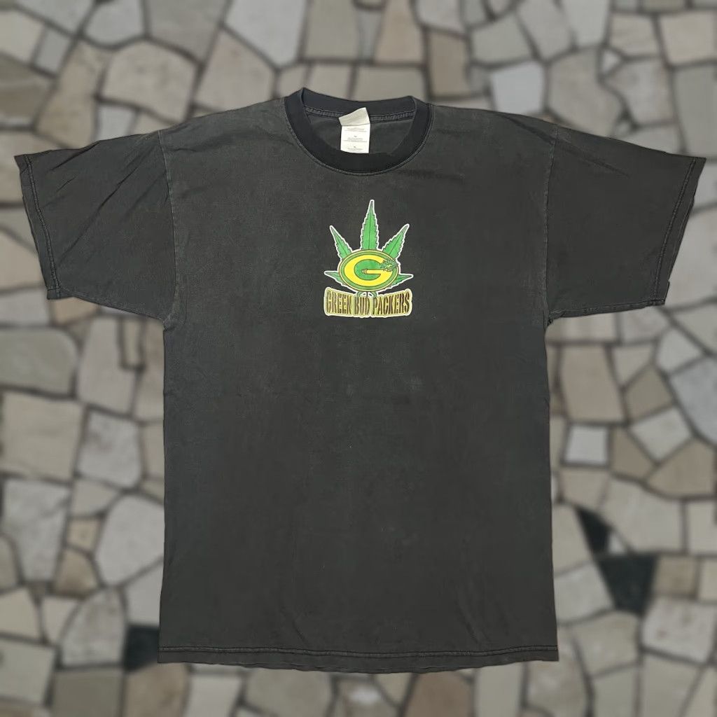 VINTAGE Bud Packers Weed Marijuana T Shirt XL Black Crew Neck Short Sleeve Men Funny Gildan