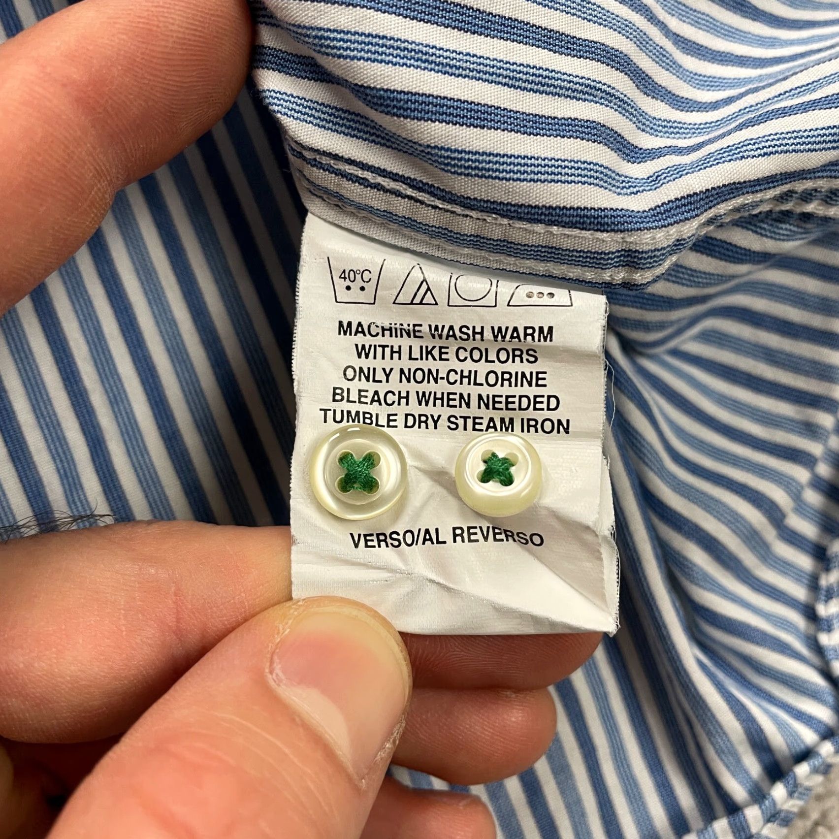 Tommy Hilfiger VINTAGE Tommy Hilfiger Dress Shirt Mens 15.5 Blue White Striped Long Sleeve Button-Down Casual Size 40R - 6 Thumbnail