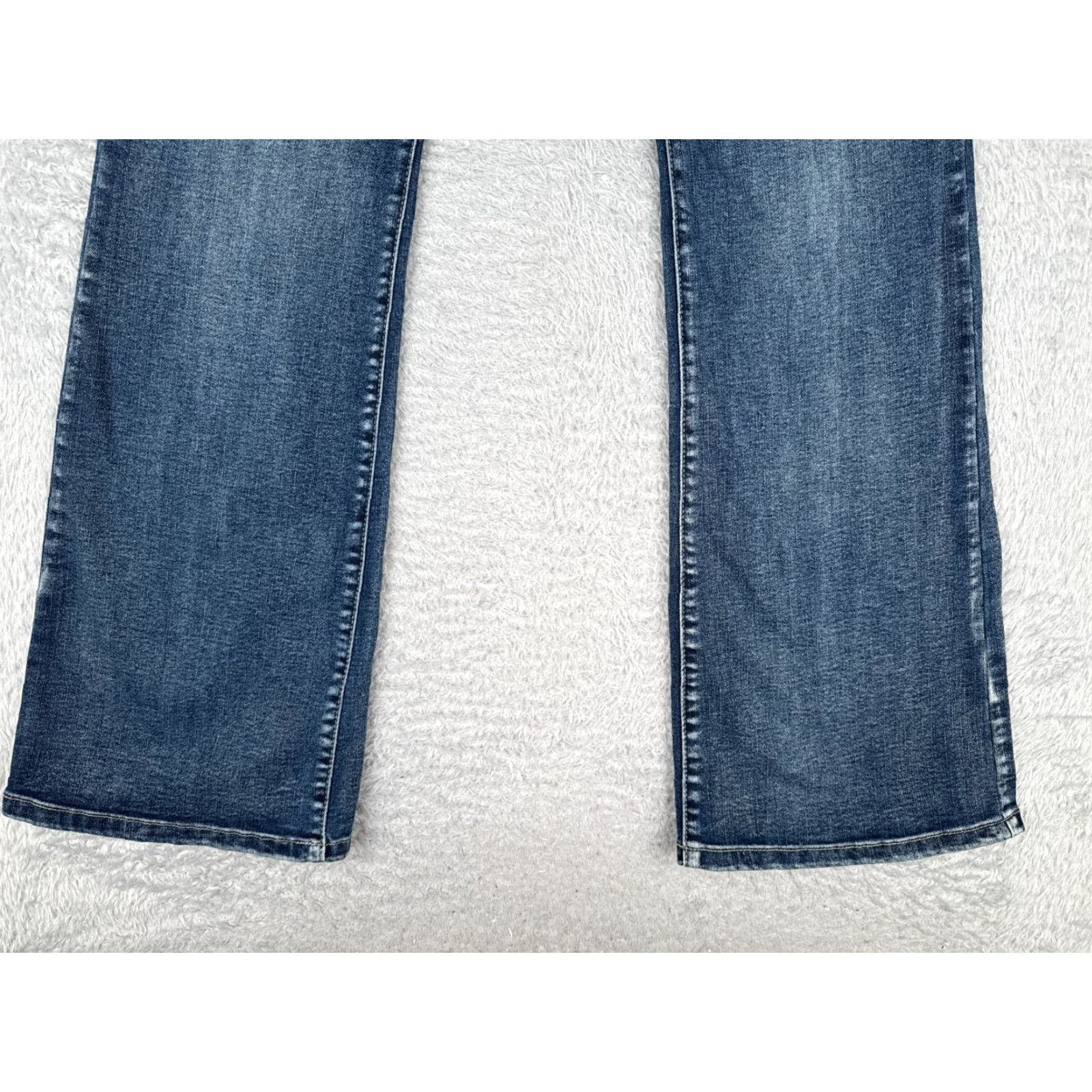 Shein VINTAGE SheIn Blue Denim Flare Jeans Womens 8 28x31 Mid Rise Distressed Cotton Blend 90s Women's Size 30" / US 8 / IT 44 - 2 Thumbnail