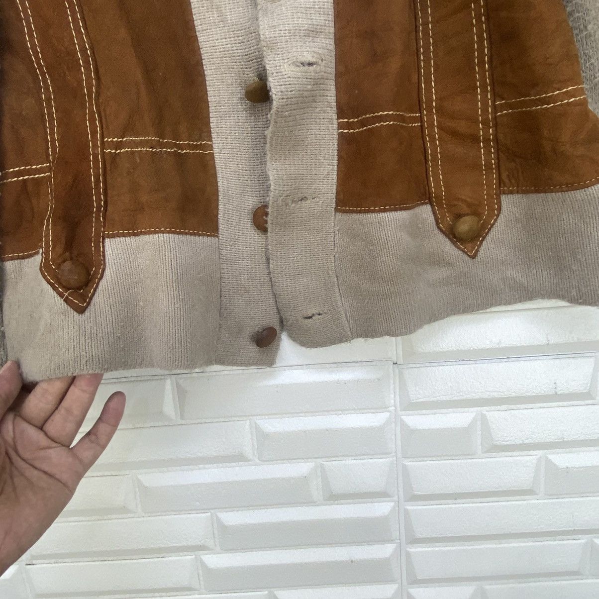 Leather × Vintage Vintage 60s Campus Made in USA Leather + Knitwear Jacket Size US S / EU 44-46 / 1 - 21 Thumbnail