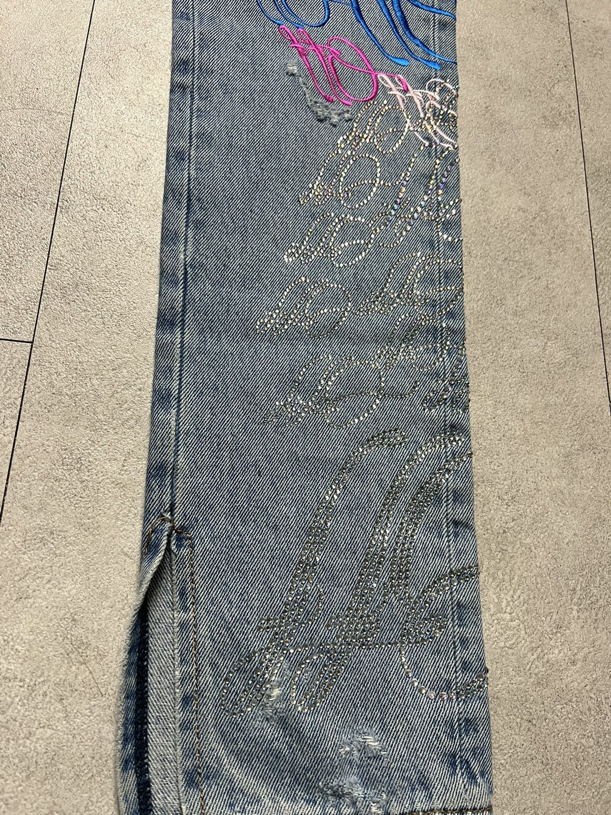 Ev Bravado × Off-White × Virgil Abloh OFF WHITE X EV BRAVADO RAINBOW CRYSTAL SWAROVSKI JEANS Size US 33 - 4 Thumbnail