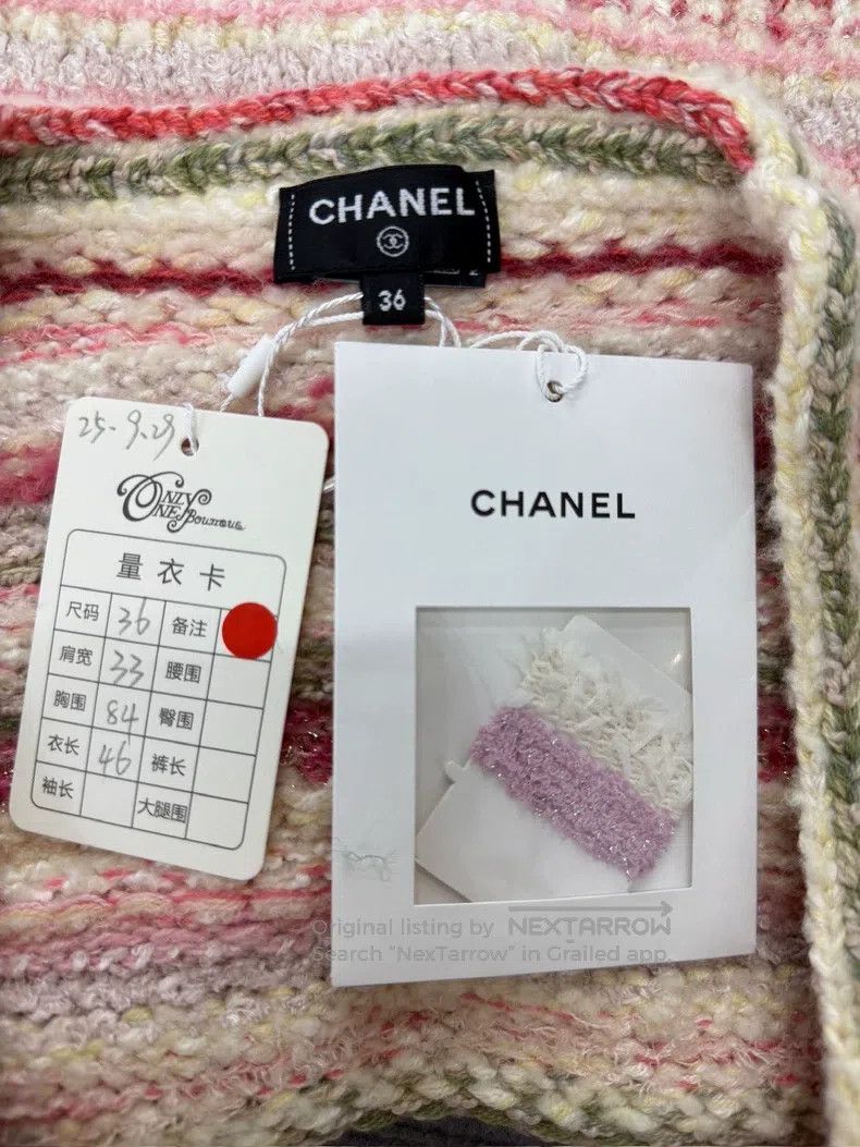 Chanel Chanel 24B pink striped bow button cardigan vest Size XS / US 0-2 / IT 36-38 - 4 Thumbnail