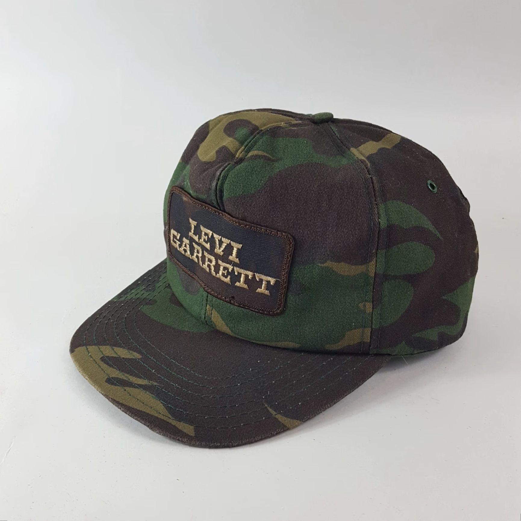 Vintage VINTAGE Levi Garrett Camo Snapback Hat | Adjustable One Size | Green | 80s 90s USA Outdoors Mens Size ONE SIZE - 3 Thumbnail