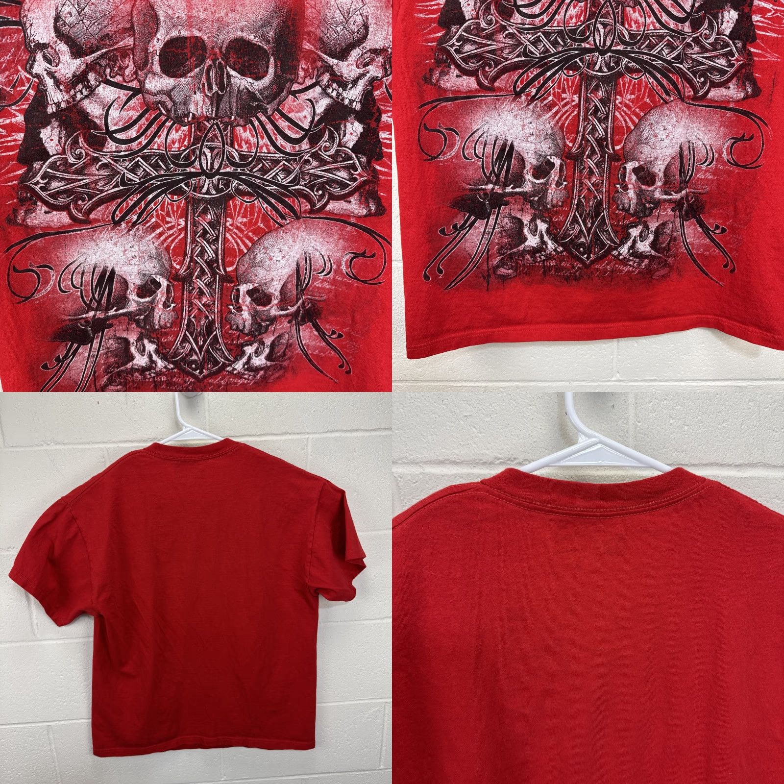 Vintage VINTAGE MMA Elite T Shirt Large Red Cotton Graphic Print Skull Cross Grunge Gothic 90s Y2K Men Mens Size US L / EU 52-54 / 3 - 8 Thumbnail