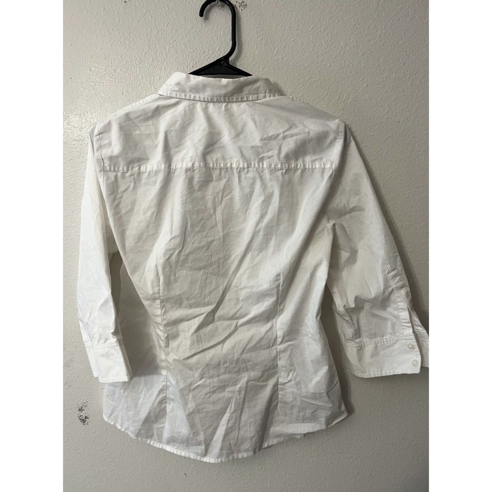 Gap GAP Blouse Shirt Womens M Solid White 3/4 Sleeve Button Collared Knit Stretch Classic Fit Regular Size M Womens Size M / US 6-8 / IT 42-44 - 2 Thumbnail