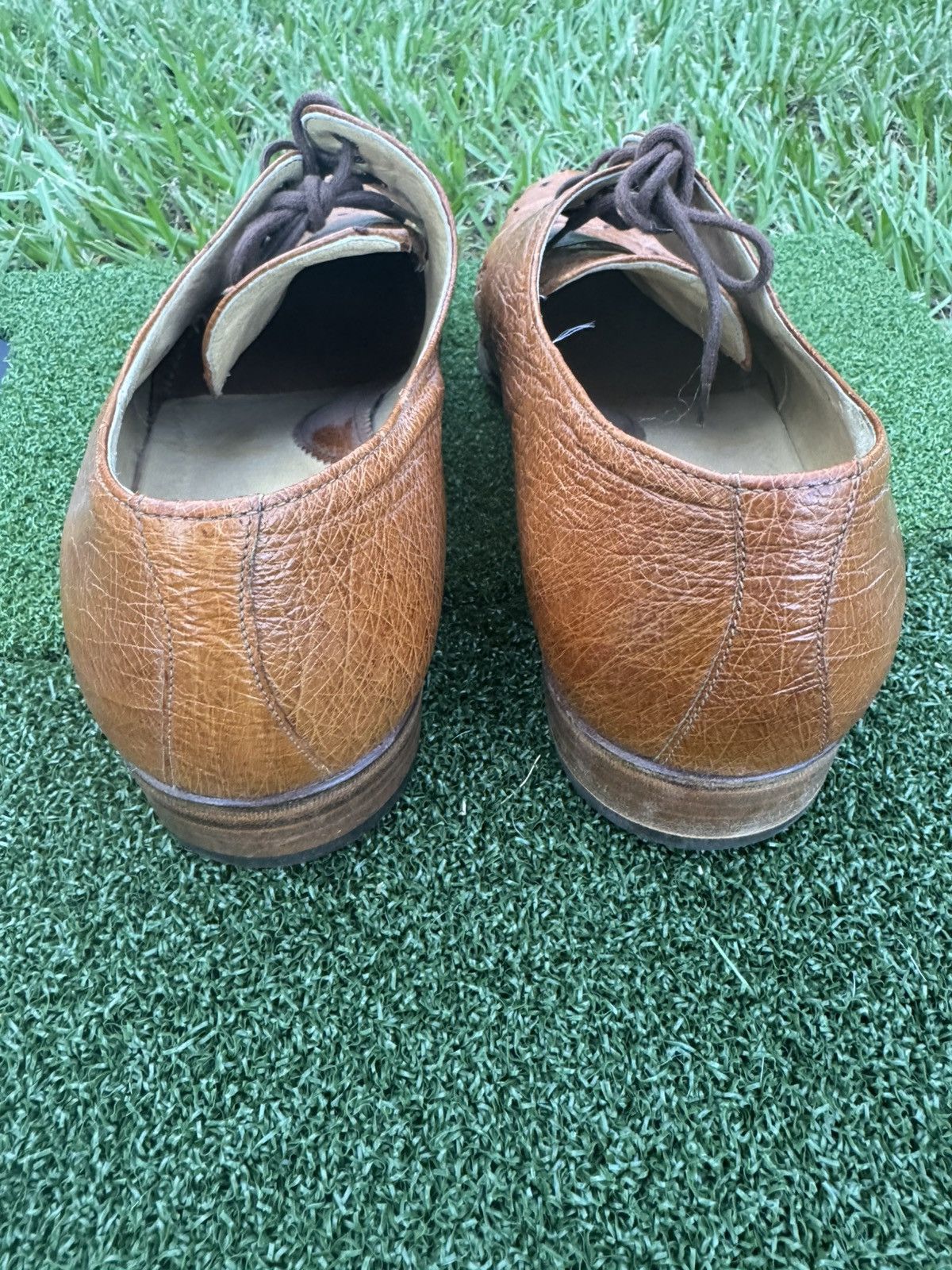Mauri Rare Mauri for Leighton’s Italy Ostrich Leather Oxfords 11D Size US 11 / EU 44 - 3 Thumbnail